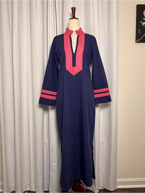 Sail to Sable Dresses & Skirts - Sail to Sable Maxi Tunic Caftan Dress Women’s Small Blue Pink Resort Preppy